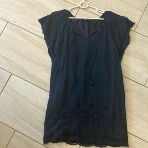 Madewell Size Med Navy Blue Eyelet Tunic Dress